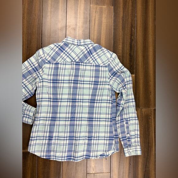 Size XS L.L.Bean Blue & White Soft Plaid Flannel Long Sleeved Shirt Gorpcore - Picture 5 of 9